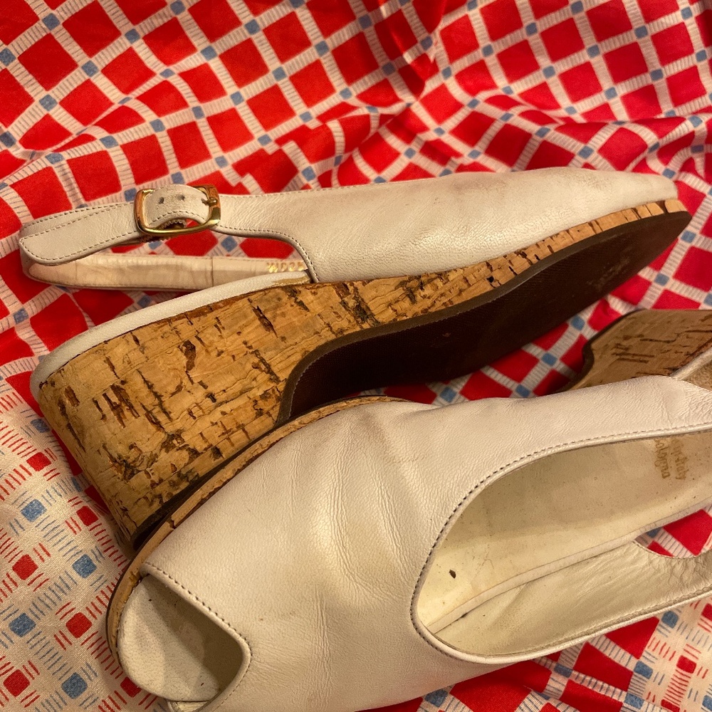 Used Bruno Magli winter white sling-back  pumps